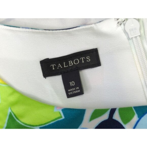 Talbots Size 10 Womens Floral Garden Party Sleeveless Cotton Stretch Dress - Picture 2 of 12